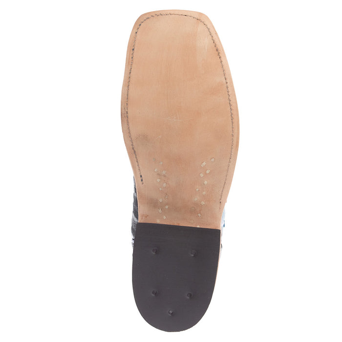 Anderson Bean Women's Black Lux Hornback Caiman Vamp 13In Riviera Petrol Mad Dog Top