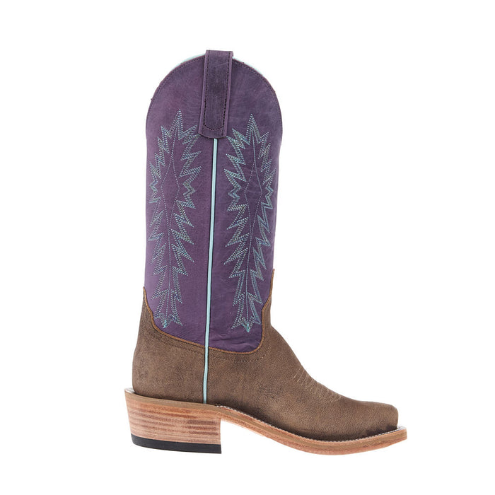 Anderson Bean Women's Ride Ready Eastwood Camel 13In Violet Buffamonte Top Boot