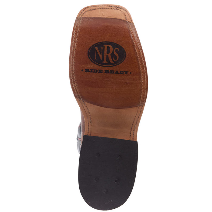 Anderson Bean NRS Ride Ready Tan Horsebutt Vamp 13in Navy Bulldozer Top