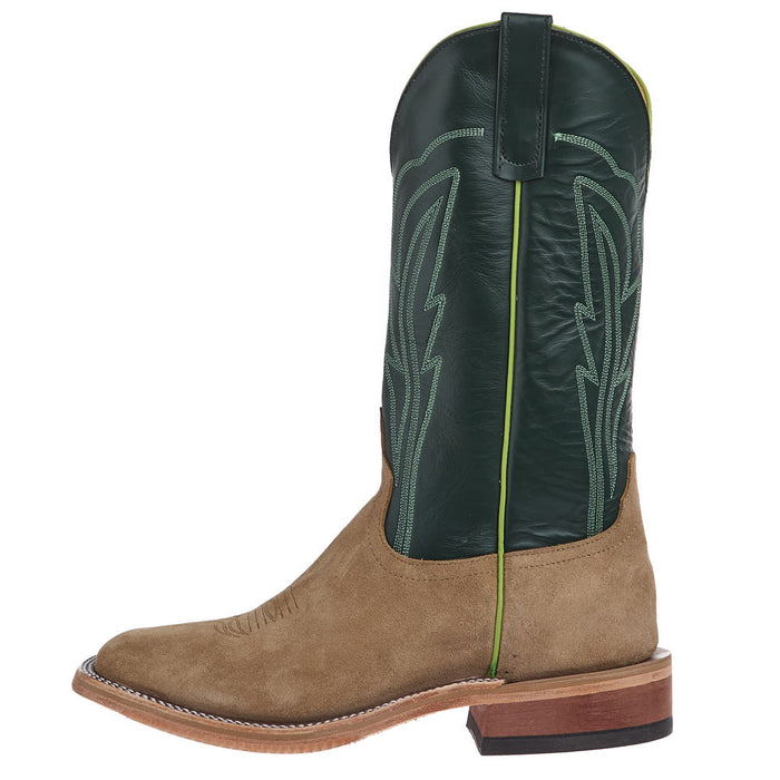 Anderson Bean Men's Ride Ready Tan Crazy horse Roughout Vamp 13in Green Glove Top