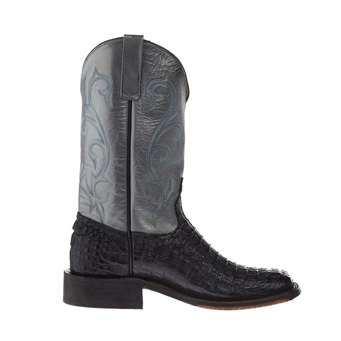 Anderson Bean Men's Ride Ready Lite Black Lux Caiman Vamp 12in Gunmetal Kidskin Top