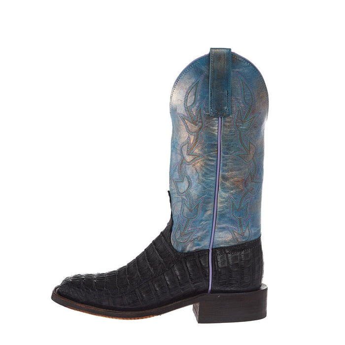 Anderson Bean Women's Ride Ready Black Lux 3 Piece Caiman Vamp 12in Riviera Petrol Mad Dog Top