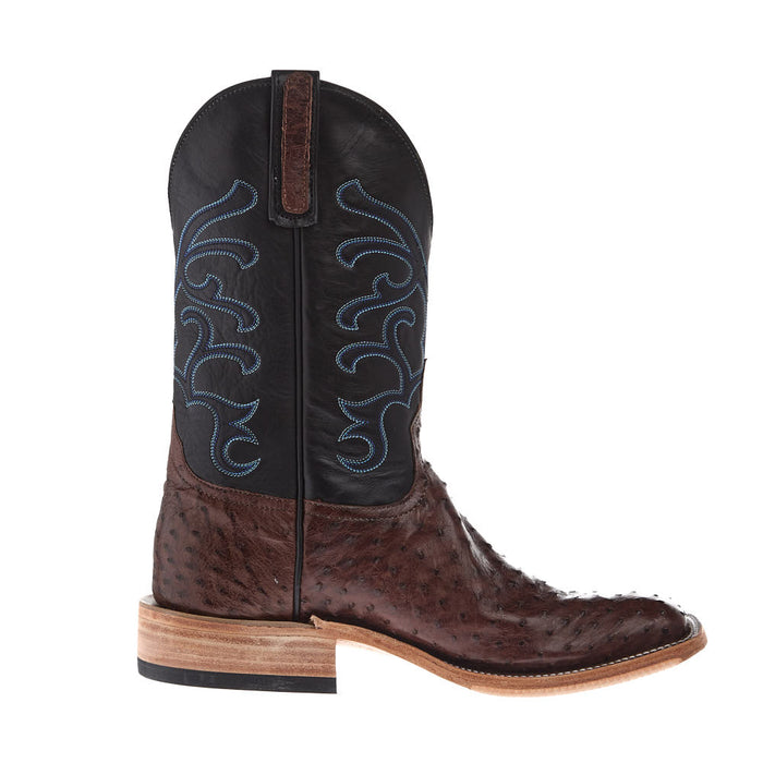 Anderson Bean Men's Ride Ready Lite Cafe Americano Full Quill Ostrich Vamp 11in Black Calf Top