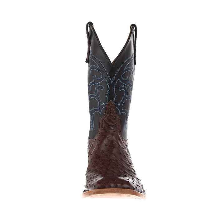 Anderson Bean Men's Ride Ready Lite Cafe Americano Full Quill Ostrich Vamp 11in Black Calf Top