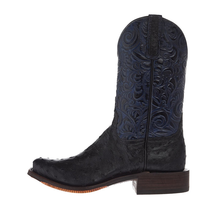 Anderson Bean Men's Ride Ready Lite Black Full Quill Ostrich Vamp 11in Midnight Navy Embosed Top