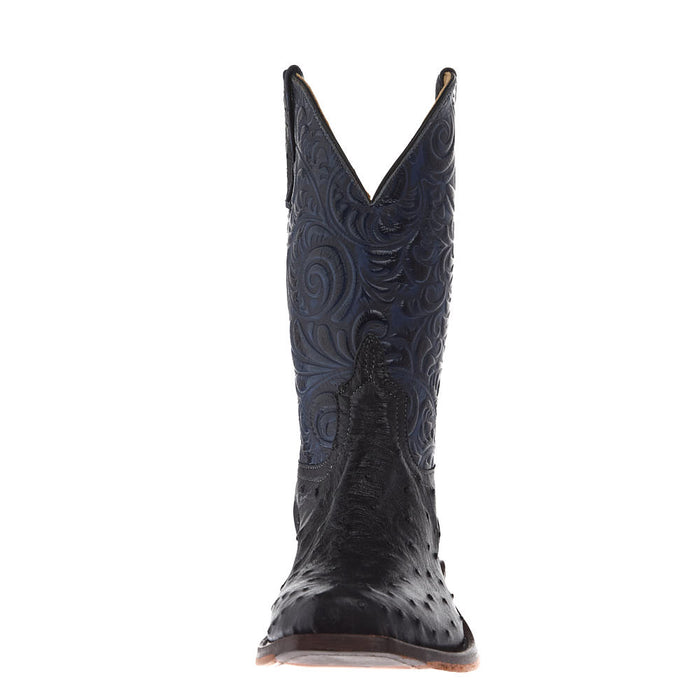 Anderson Bean Men's Ride Ready Lite Black Full Quill Ostrich Vamp 11in Midnight Navy Embosed Top