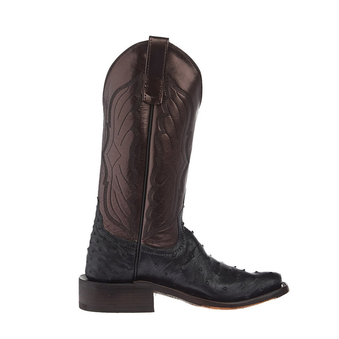 Anderson Bean Women's Ride Ready Black Full Quill Ostrich Vamp 12in Puma Kidskin Top Boot