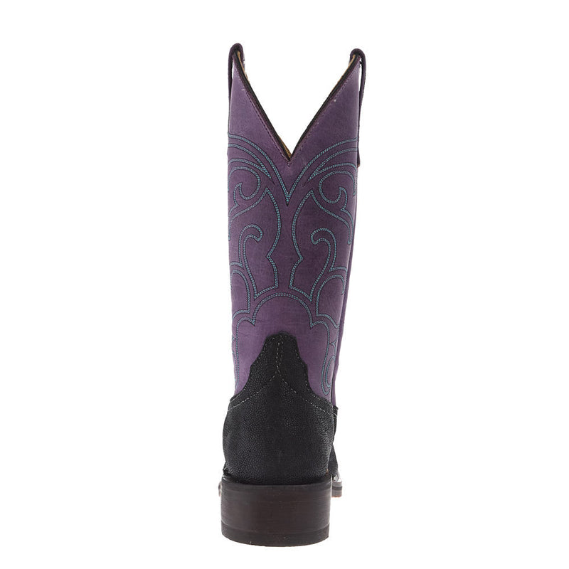 Anderson Bean Women's Ride Ready Black Elephant Vamp 12in Violet Buffamonte Top Boot