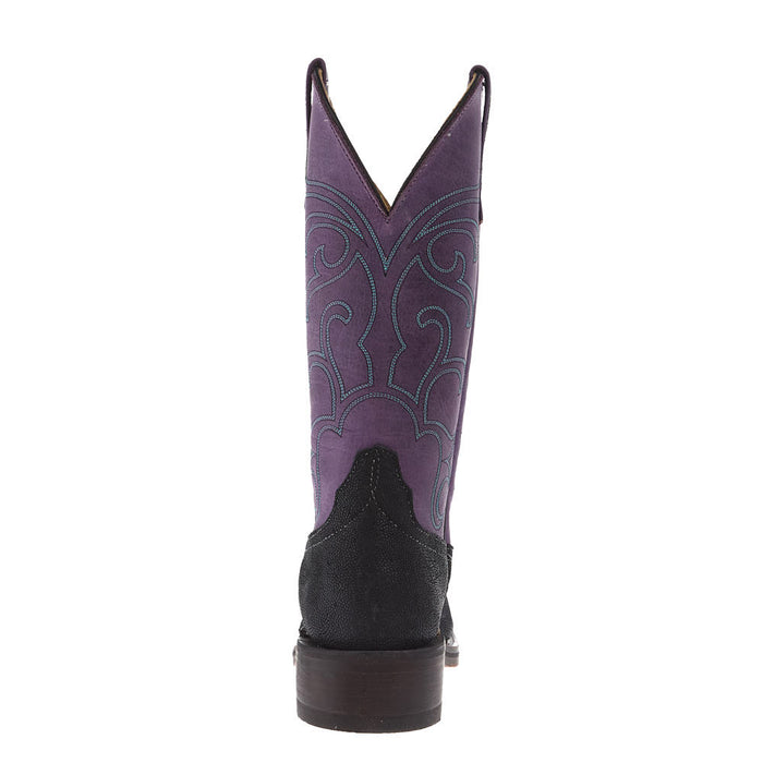 Anderson Bean Women's Ride Ready Black Elephant Vamp 12in Violet Buffamonte Top Boot