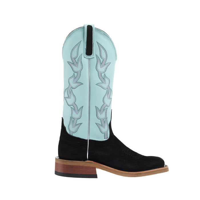 Anderson Bean Women's Ride Ready Black Carpincho Vamp 13in Cool Gelato Top Boot