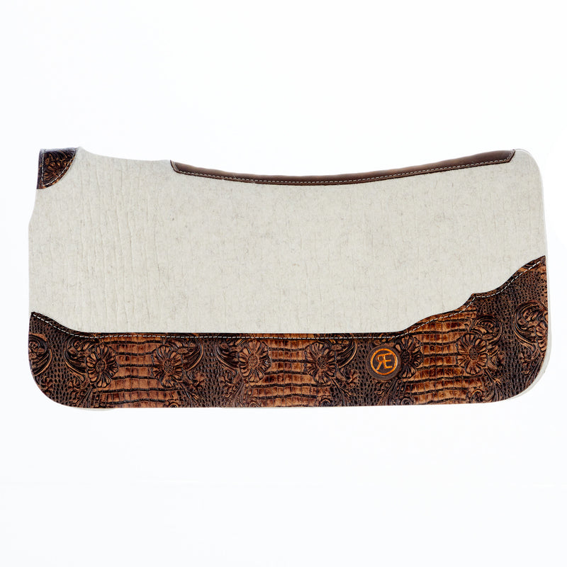 Reinsman 3/4 Inch APEX Performance Contour Felt Saddle Pad with Brown Crocodile Wear Leathers