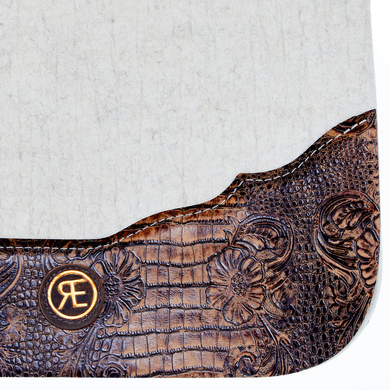 Reinsman 3/4 Inch APEX Performance Contour Felt Saddle Pad with Brown Crocodile Wear Leathers
