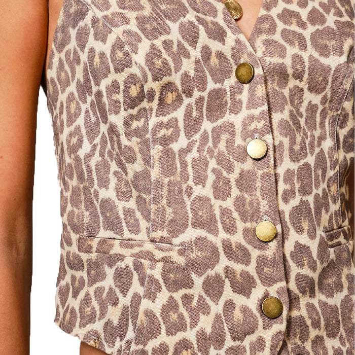 Blue B Women's Leopard Halter Neck Top