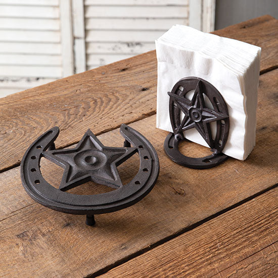 Ctw Home Collection Western Cast Iron Horseshoe Star Trivet