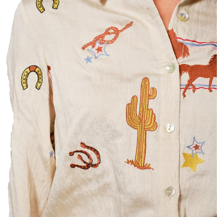 Blue B Women's Sand Western Embroidered Long Sleeve Shirt