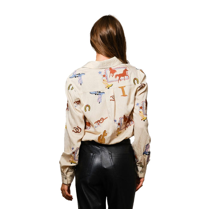 Blue B Women's Sand Western Embroidered Long Sleeve Shirt