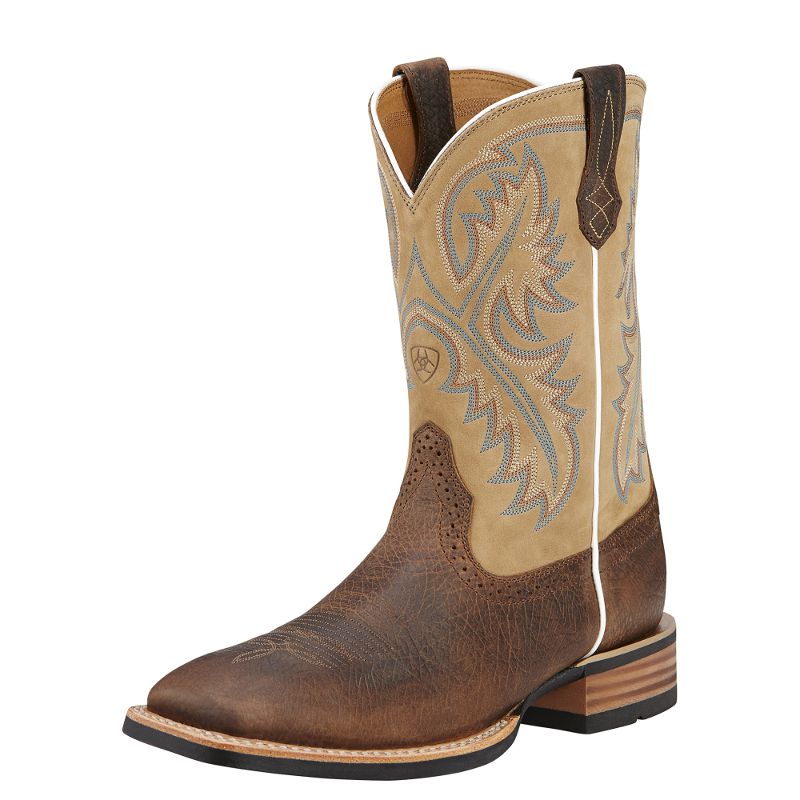 Men's Quickdraw Tumble Bark 11 In Beige Top Cowboy Boot