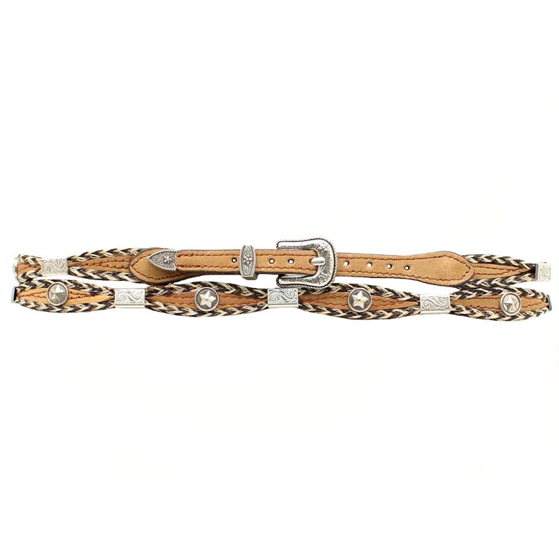 M&F Scalloped Horsehair Edge & Star Conchos Hat Band