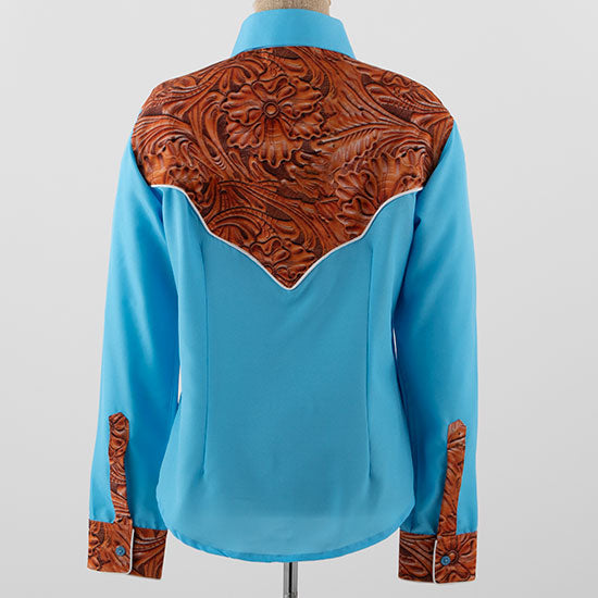 Royal  Highness Girl's Blue Tooled Yoke Show Blouse