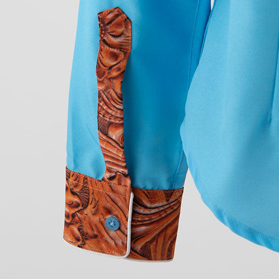 Royal  Highness Girl's Blue Tooled Yoke Show Blouse