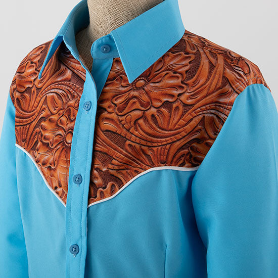Royal  Highness Girl's Blue Tooled Yoke Show Blouse