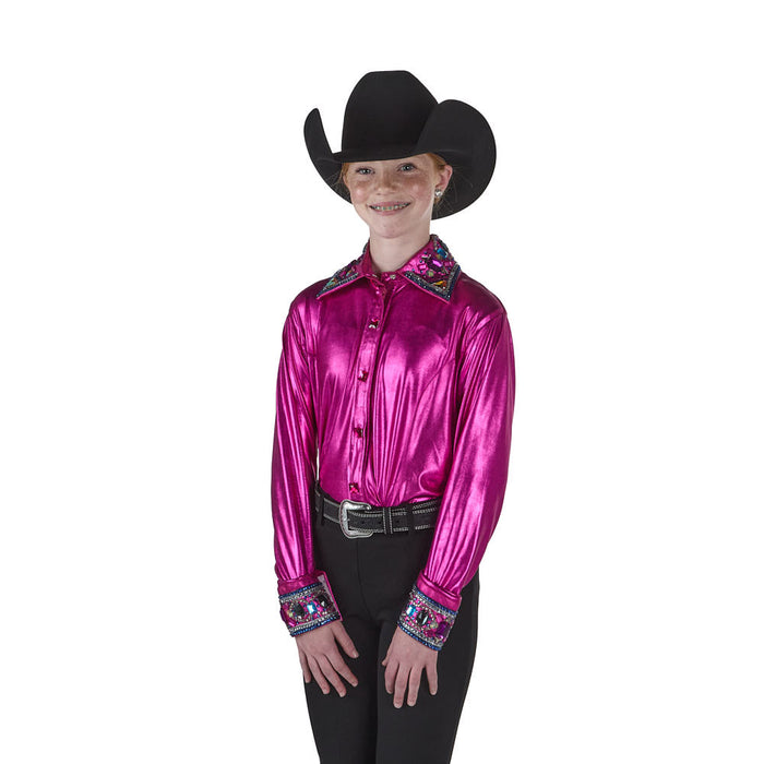 Royal  Highness Girl's Pink Blaze Metallic Show Blouse