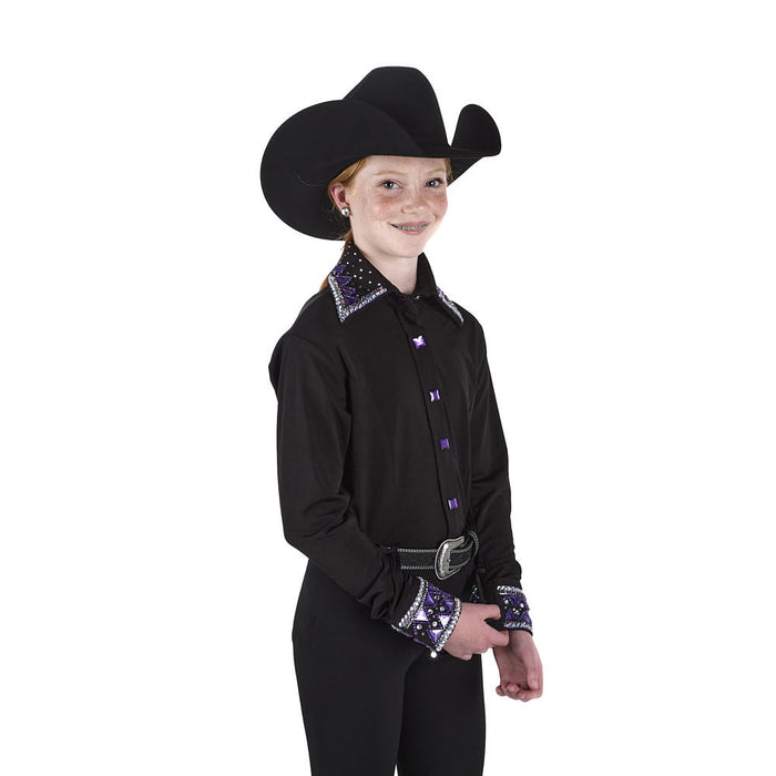 Royal  Highness Girl's Stone Collard Purple Shirt
