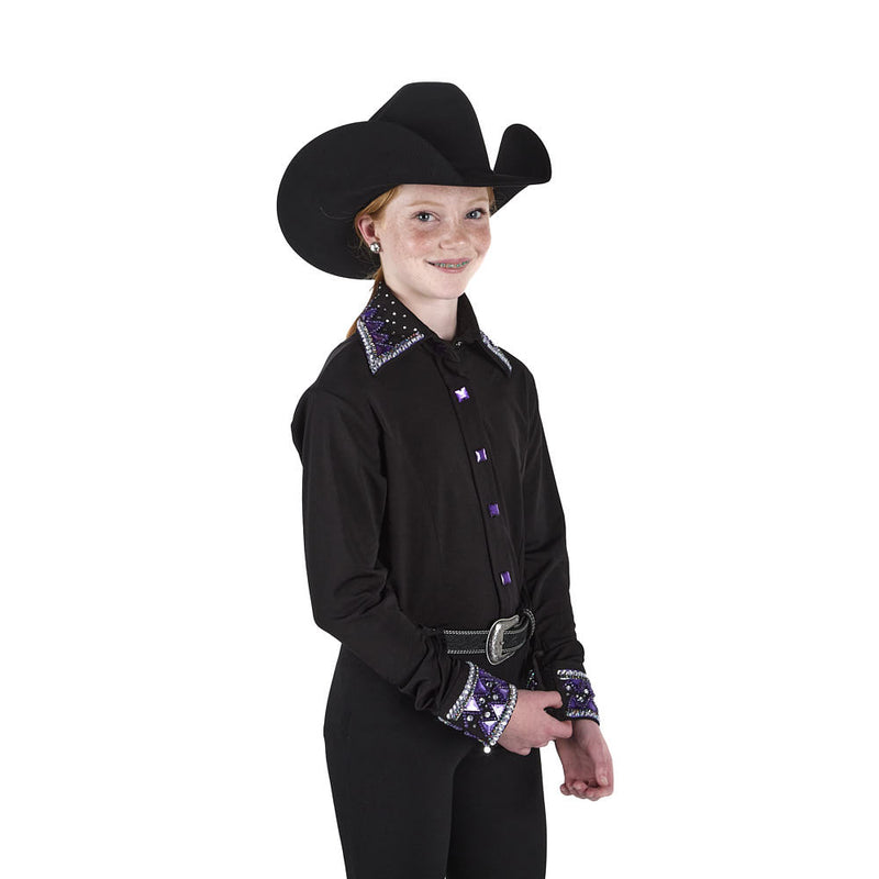 Royal  Highness Girl's Stone Collard Purple Shirt