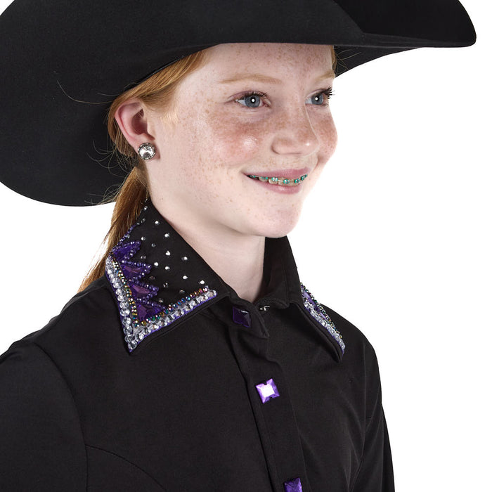 Royal  Highness Girl's Stone Collard Purple Shirt