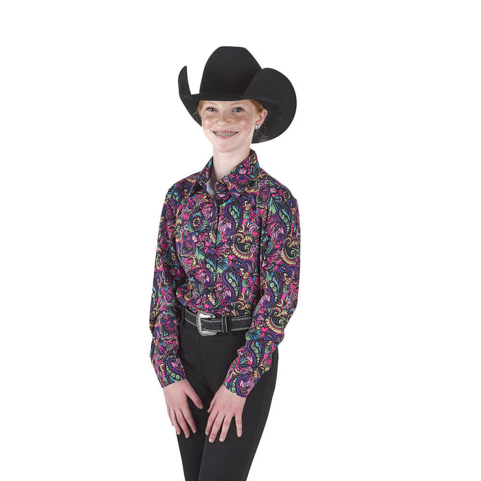 Royal  Highness Girl's Florescent Paisley Vented Top