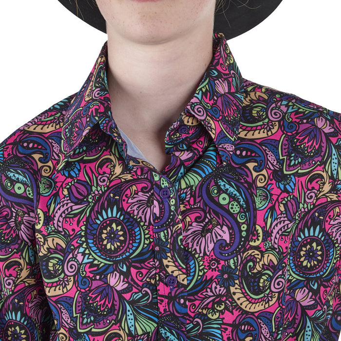 Royal  Highness Girl's Florescent Paisley Vented Top