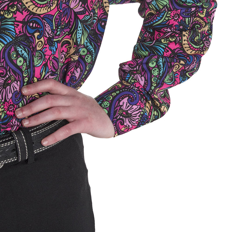 Royal  Highness Girl's Florescent Paisley Vented Top