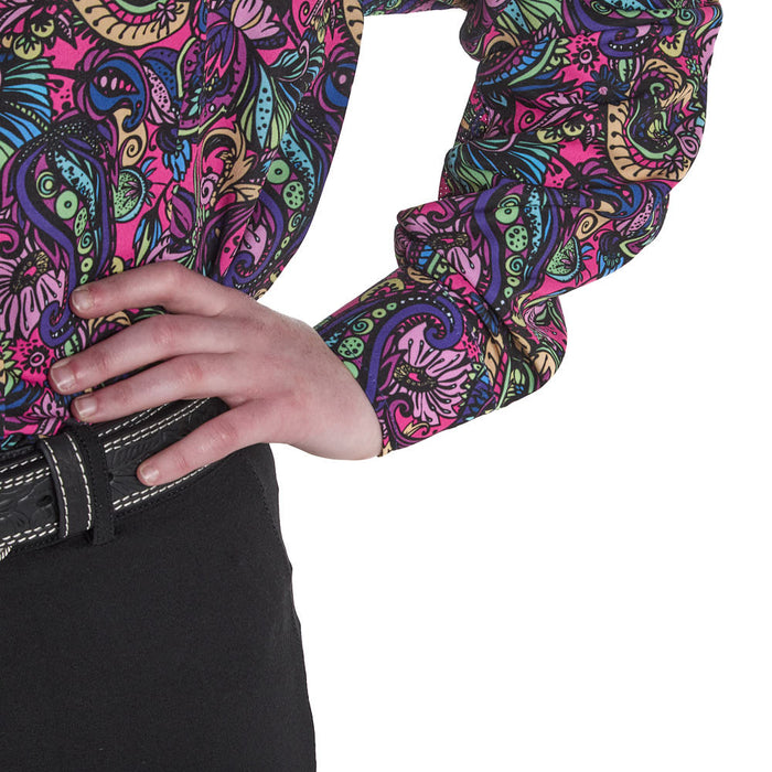 Royal  Highness Girl's Florescent Paisley Vented Top