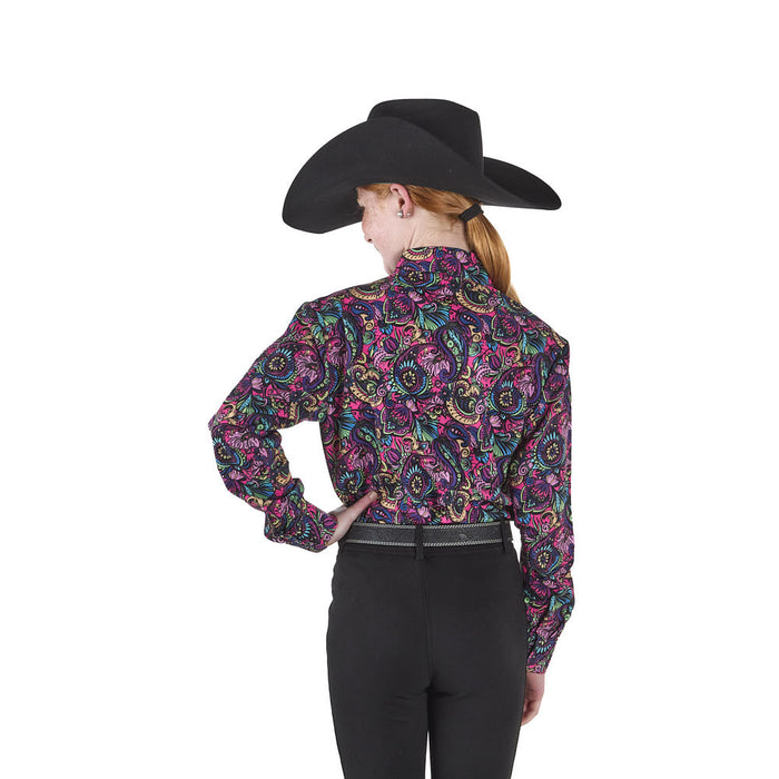 Royal  Highness Girl's Florescent Paisley Vented Top