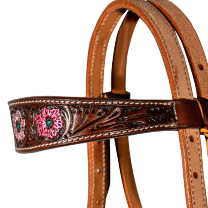 Professionals Choice Pink Flower Pony Browband Headstall