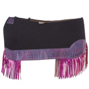 5 Star Equine Products Supplies Inc. 3/4in. 30X28 Black Felt Saddle Pad with Rio Croc-Hot Pink Fringe