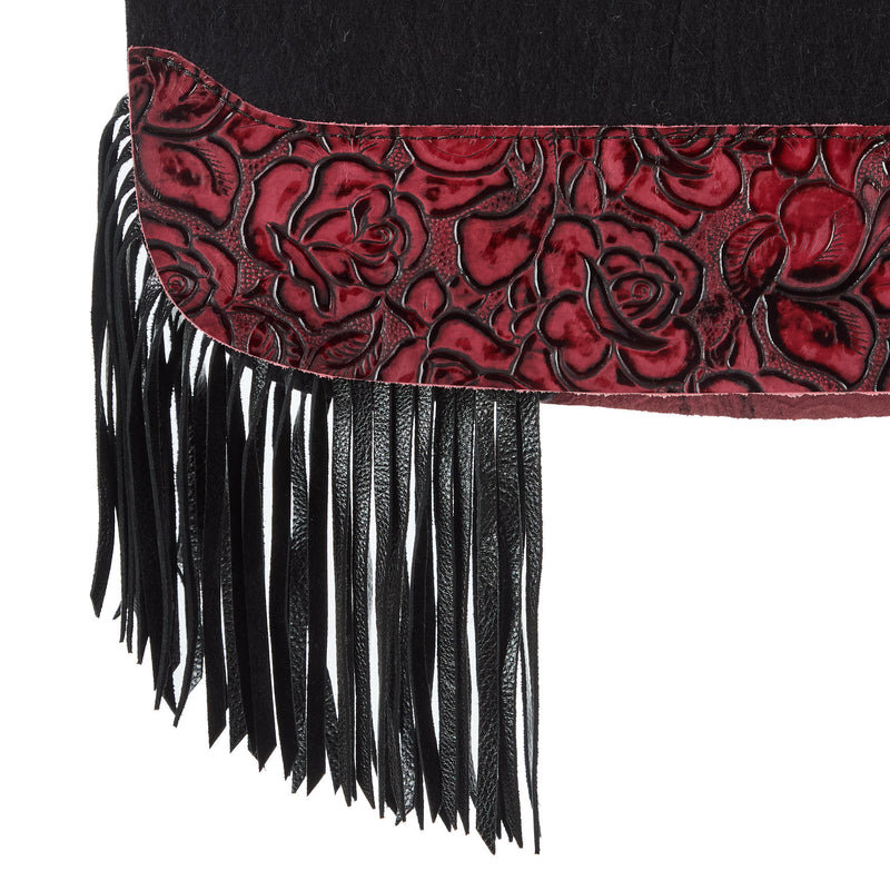 5 Star Equine Products Supplies Inc. 3/4in. 30x28 Red Roses Black Fringe Barrel Racer Felt Saddle Pad