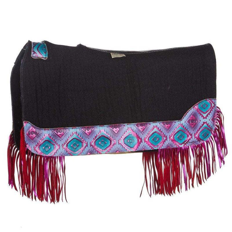 5 Star Equine Products Supplies Inc. 3/4in. 30x28 Rio Croc Pink Fringe Barrel Racer Felt Saddle Pad