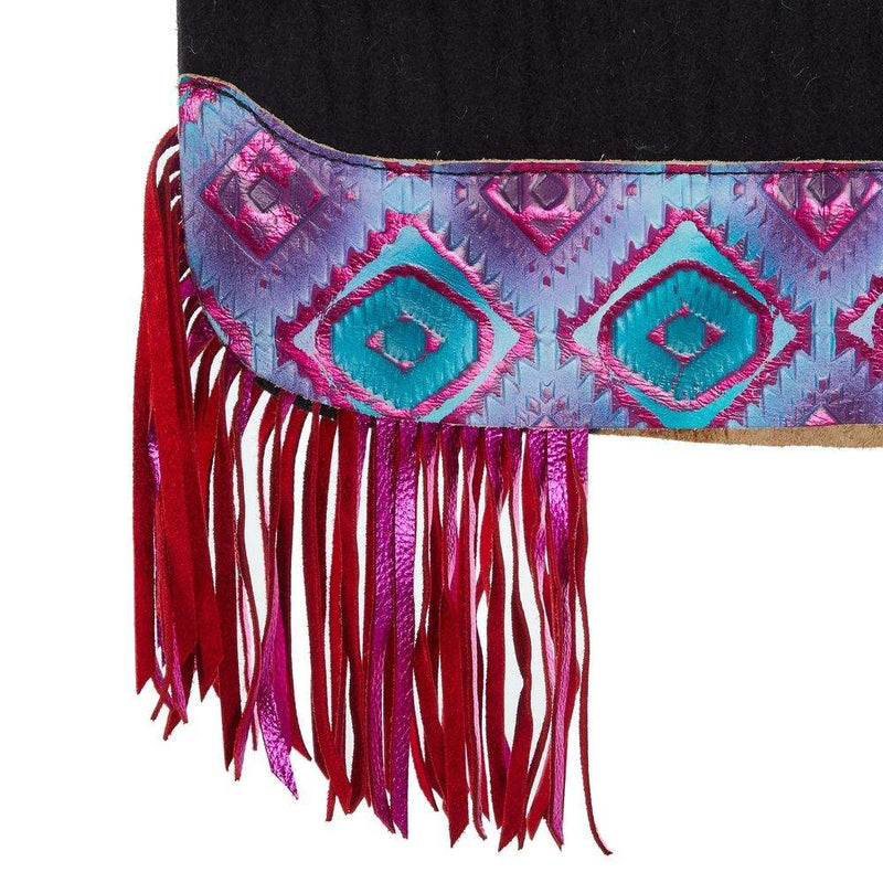 5 Star Equine Products Supplies Inc. 3/4in. 30x28 Rio Croc Pink Fringe Barrel Racer Felt Saddle Pad
