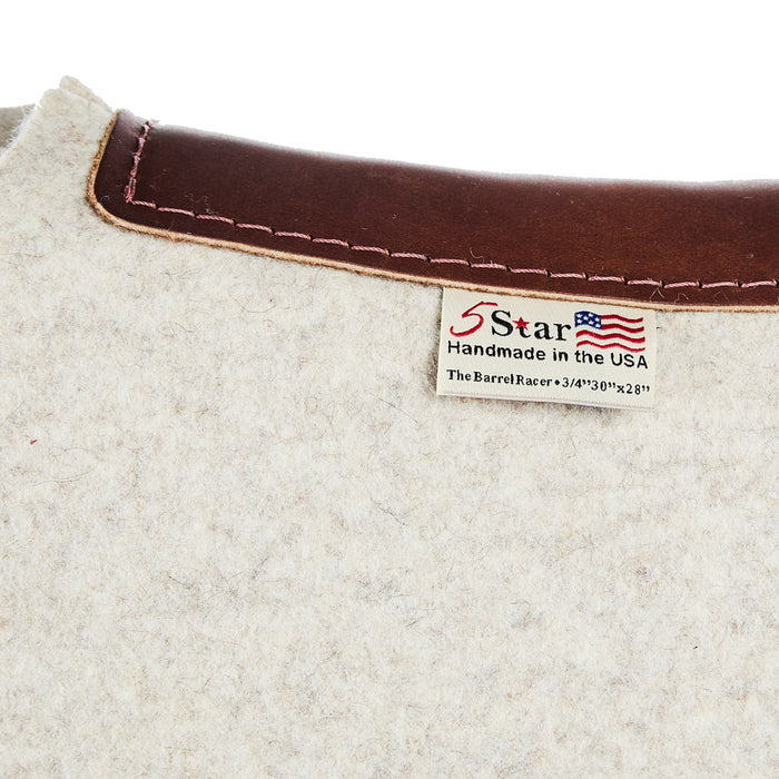 5 Star Equine Products Supplies Inc. 3/4in Barrel Racer Brown Cowboy Tool Natural Felt Saddle Pad