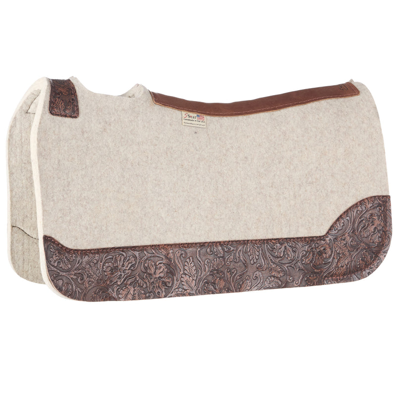 5 Star Equine Products Supplies Inc. 3/4in. 30X28 Turquoise and Brown Cowboy Tool Barrel Racer Felt Saddle Pad