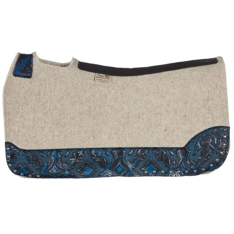 5 Star Equine Products Supplies Inc. 3/4in. 30x28 Blue Laredo and Silver Spots Barrel Racer Felt Saddle Pad