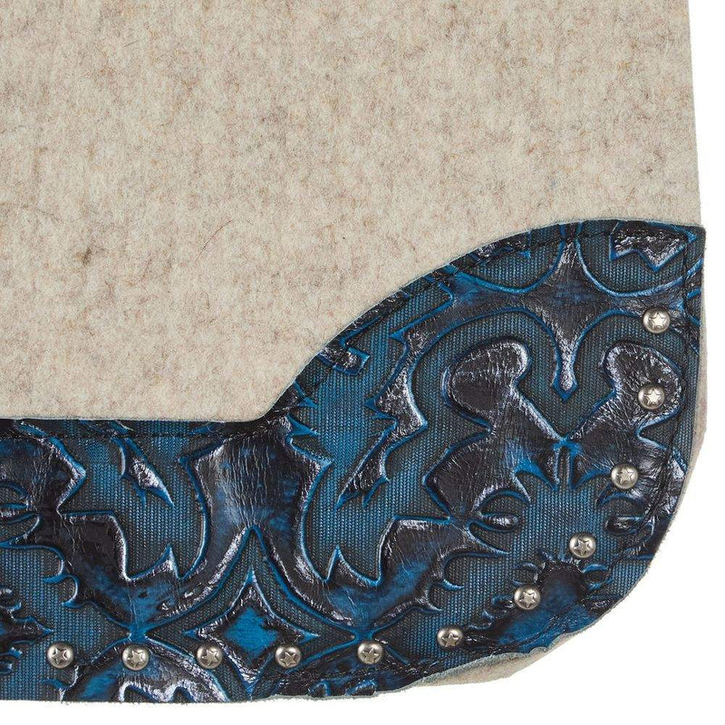 5 Star Equine Products Supplies Inc. 3/4in. 30x28 Blue Laredo and Silver Spots Barrel Racer Felt Saddle Pad