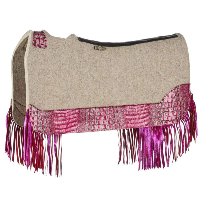5 Star Equine Products Supplies Inc. 3/4in. 30x28 Flamingo Croc Fringe Barrel Racer Felt Saddle Pad