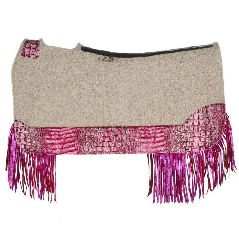 5 Star Equine Products Supplies Inc. 3/4in. 30x28 Flamingo Croc Fringe Barrel Racer Felt Saddle Pad