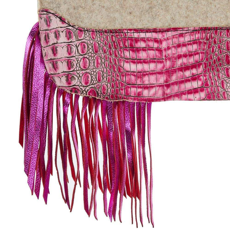 5 Star Equine Products Supplies Inc. 3/4in. 30x28 Flamingo Croc Fringe Barrel Racer Felt Saddle Pad
