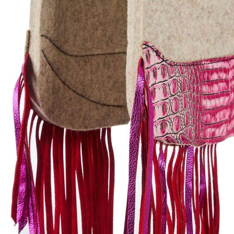 5 Star Equine Products Supplies Inc. 3/4in. 30x28 Flamingo Croc Fringe Barrel Racer Felt Saddle Pad