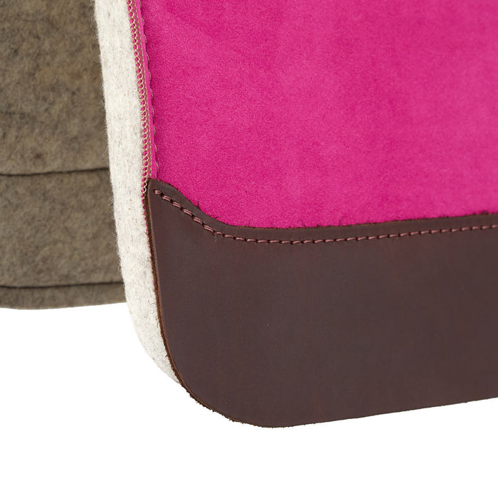 5 Star Equine Products Supplies Inc. 3/4in Natural Flex Fit Barrel Racer Fucshia Pink Suede Top Saddle Pad