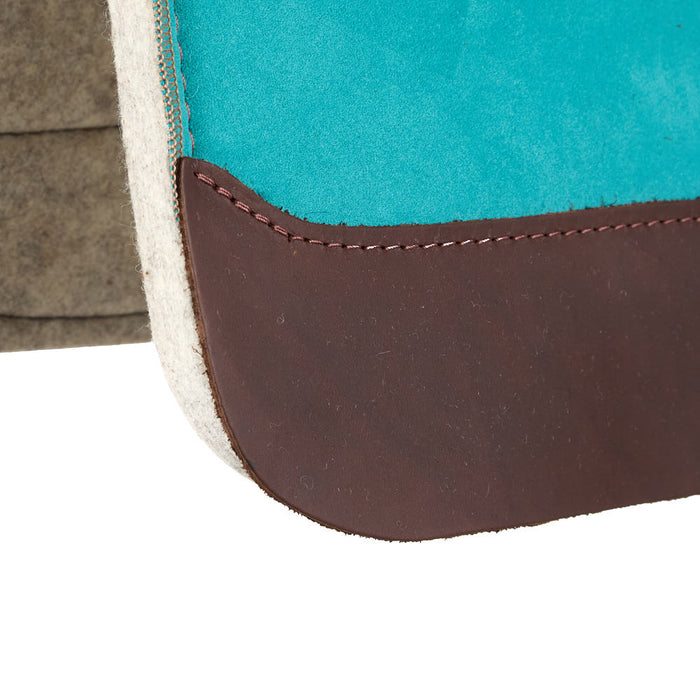 5 Star Equine Products Supplies Inc. 3/4in Natural Flex Fit Barrel Racer Teal Suede Top Saddle Pad