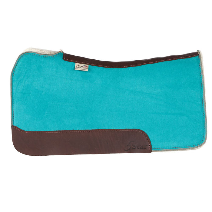 5 Star Equine Products Supplies Inc. 3/4in Natural Flex Fit Barrel Racer Teal Suede Top Saddle Pad